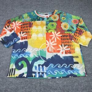 Shana Shirt L Colorful Abstract Floral Artsy Boho‎ Hippie Eclectic Maximalist